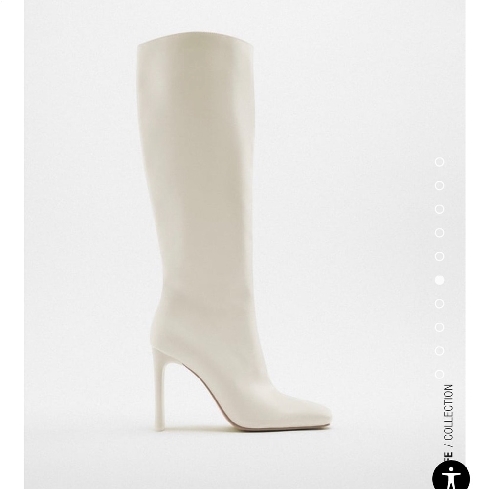 Zara HEELED KNEE HIGH BOOTS
WHITE - REF. 3006/011.  Brand New Never Worn SoldOut
